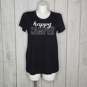 Torrid Slim Fit HAPPY CAMPER Black Short Sleeve T-Shirt, sz 1